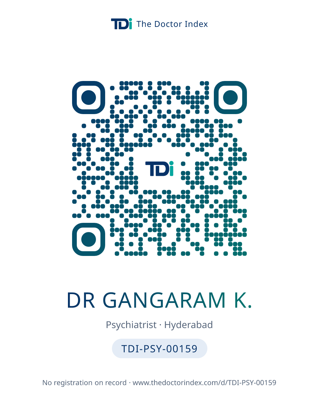 QR card for Dr Gangaram K., TDI-PSY-00159