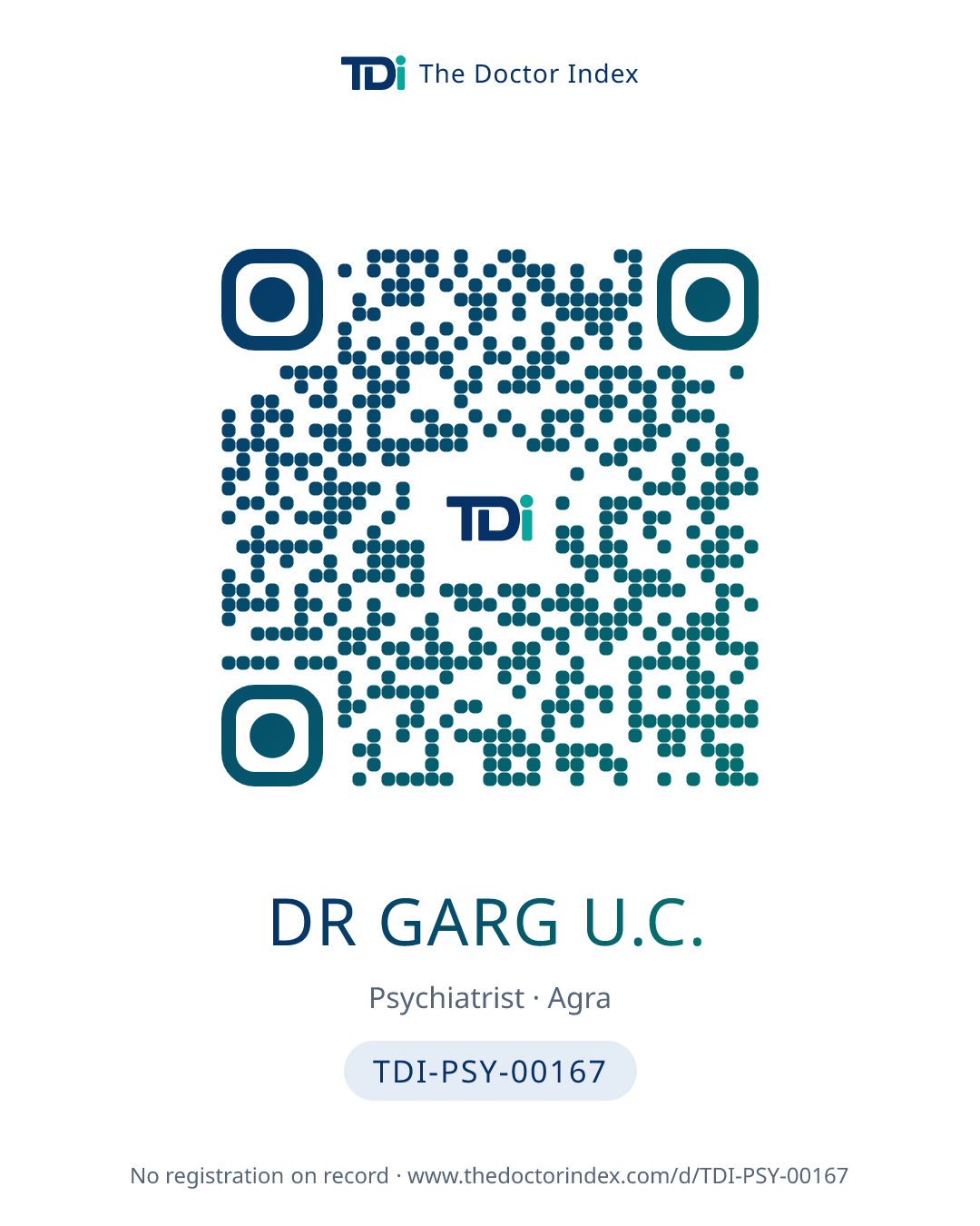 QR card for Dr Garg U.C., TDI-PSY-00167