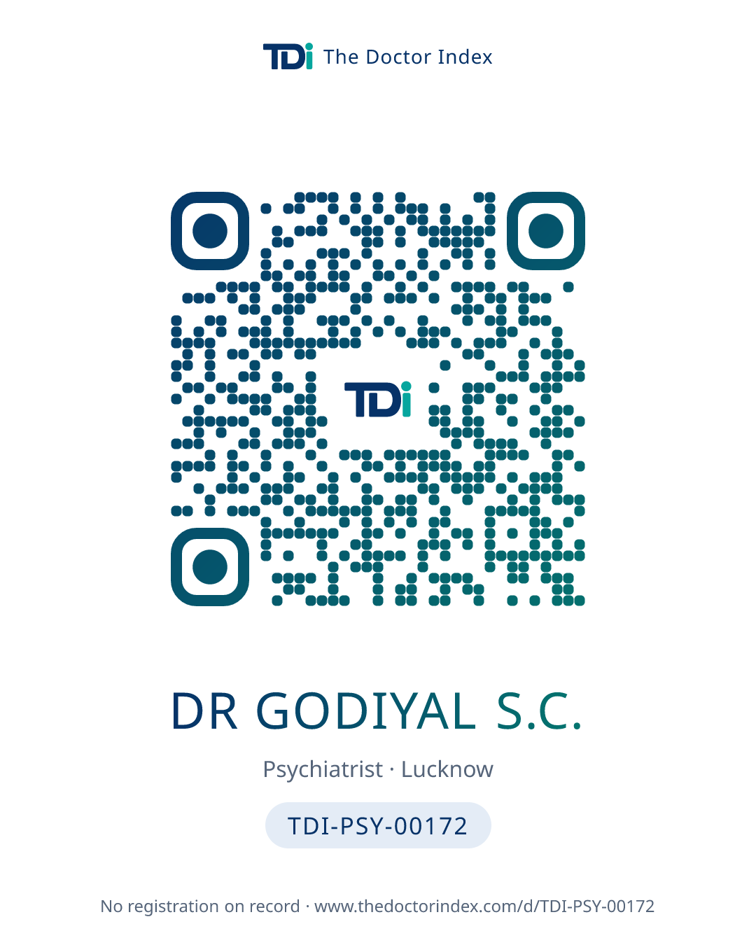 QR card for Dr Godiyal S.C., TDI-PSY-00172
