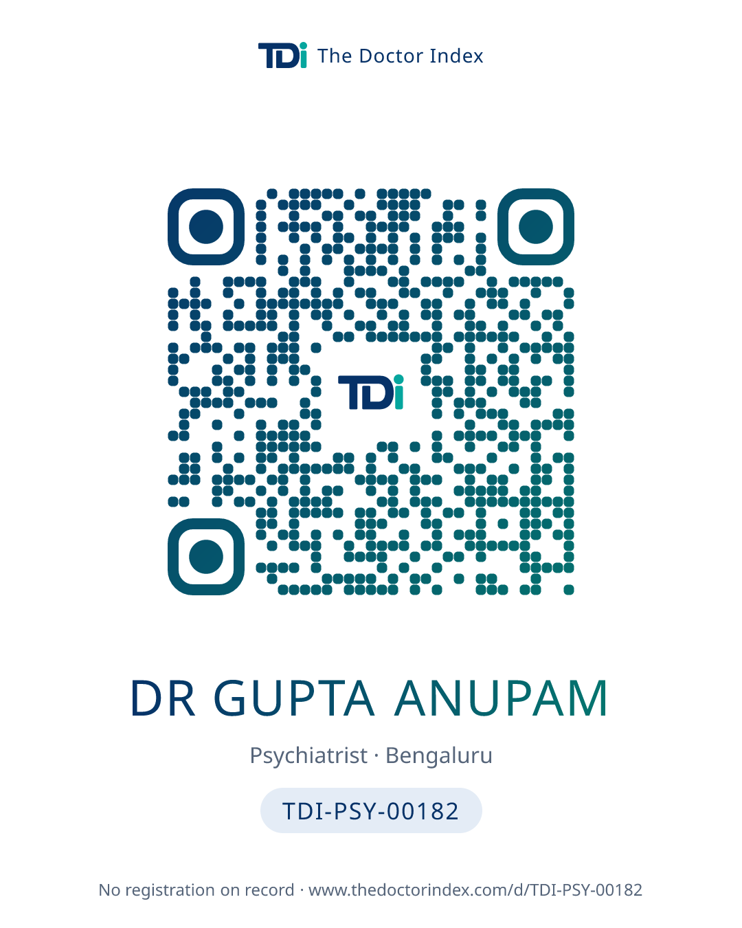 QR card for Dr Gupta Anupam, TDI-PSY-00182