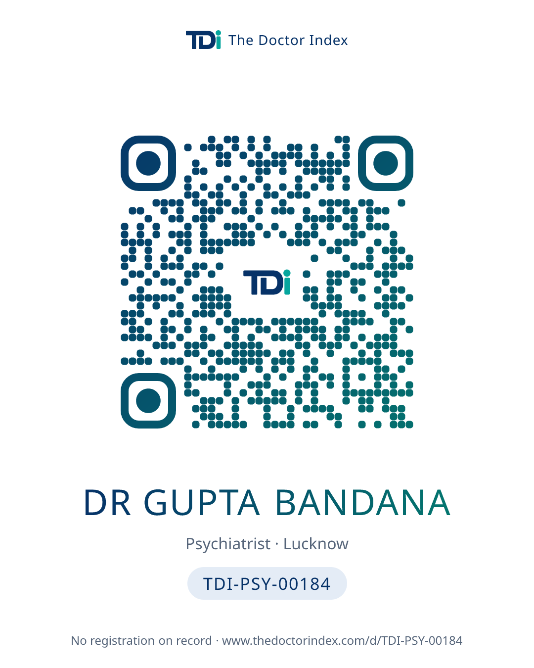 QR card for Dr Gupta Bandana, TDI-PSY-00184