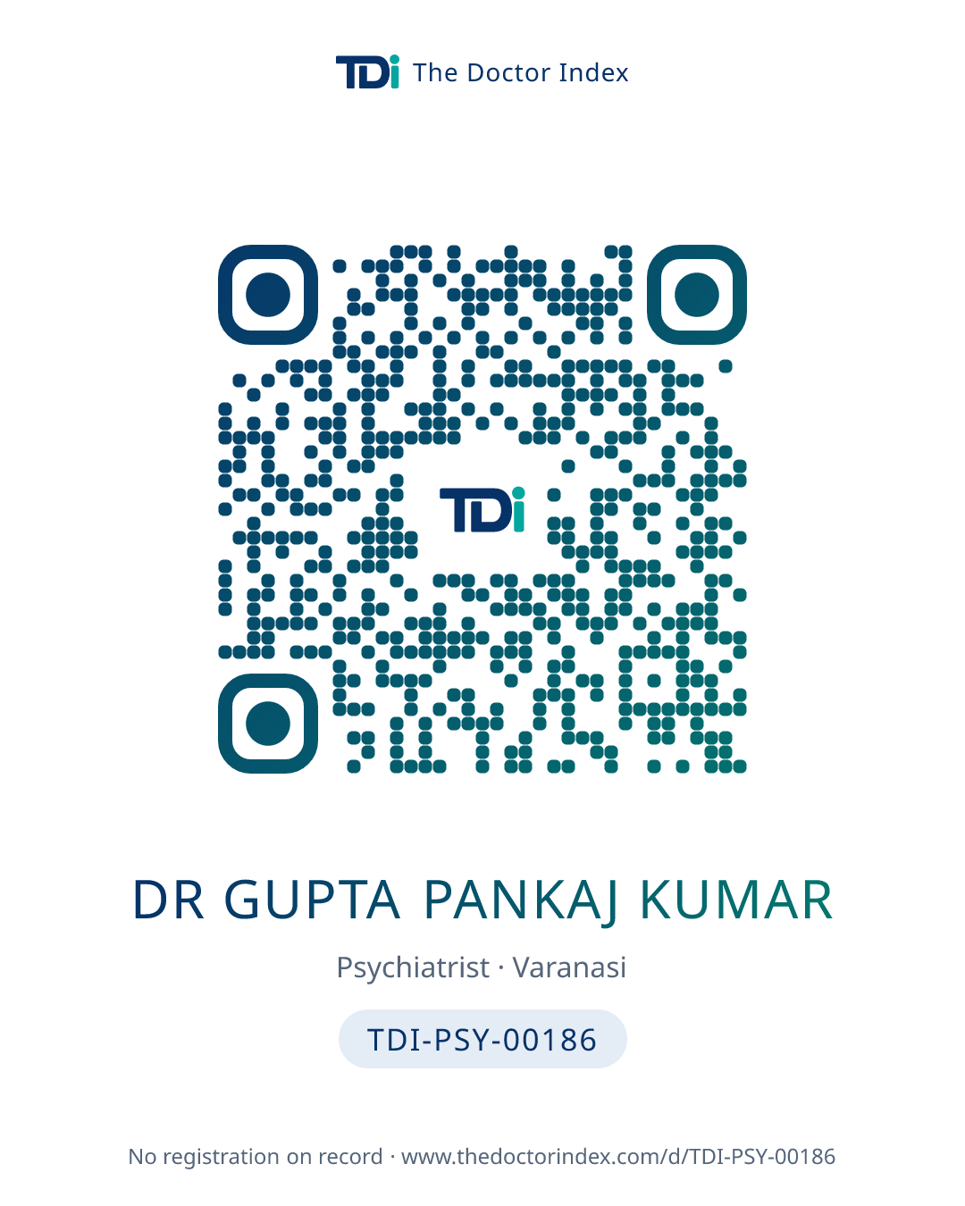 QR card for Dr Gupta Pankaj Kumar, TDI-PSY-00186