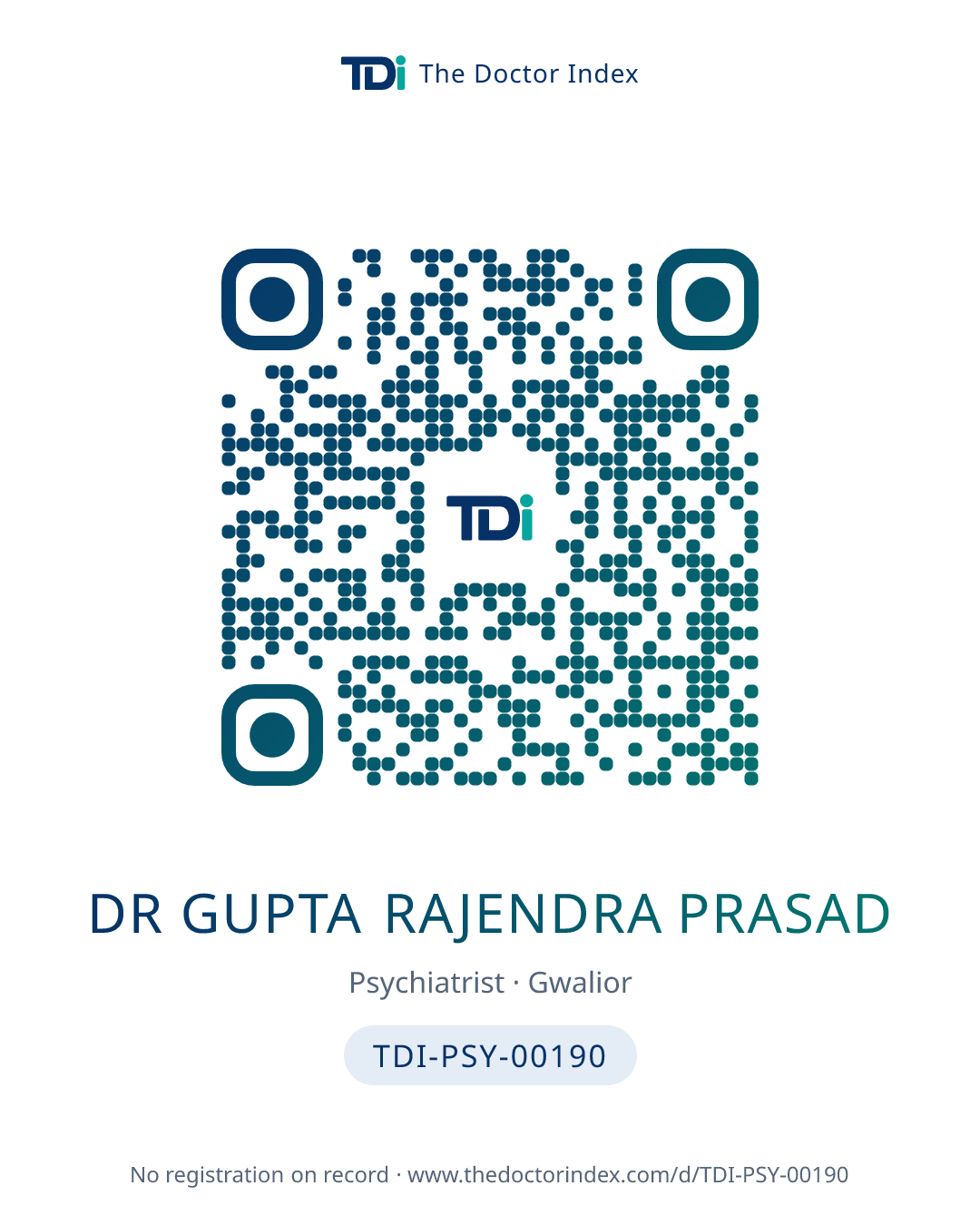 QR card for Dr Gupta Rajendra Prasad, TDI-PSY-00190