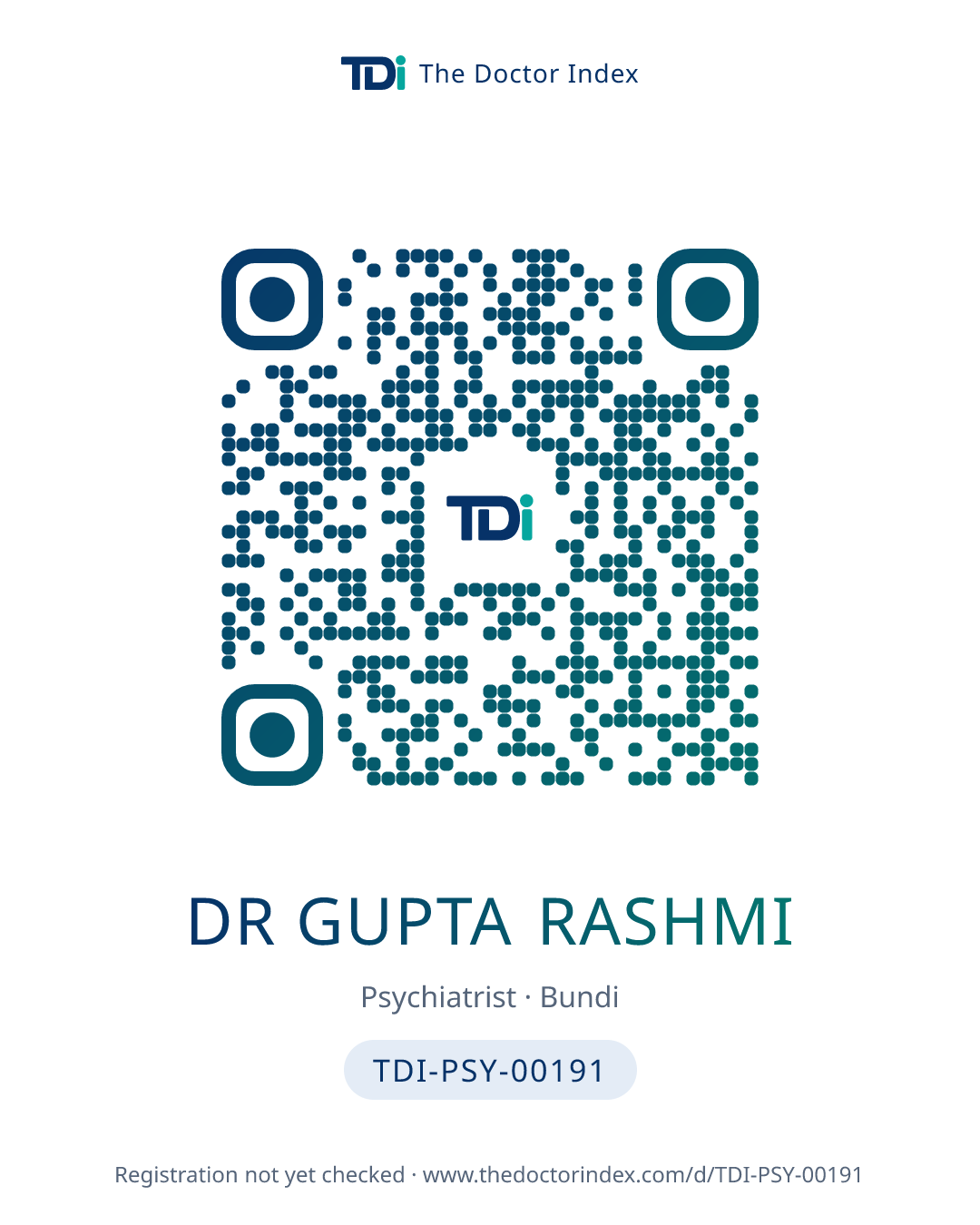 QR card for Dr Gupta Rashmi, TDI-PSY-00191