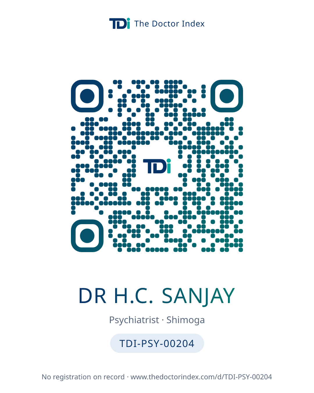QR card for Dr H.C. Sanjay, TDI-PSY-00204