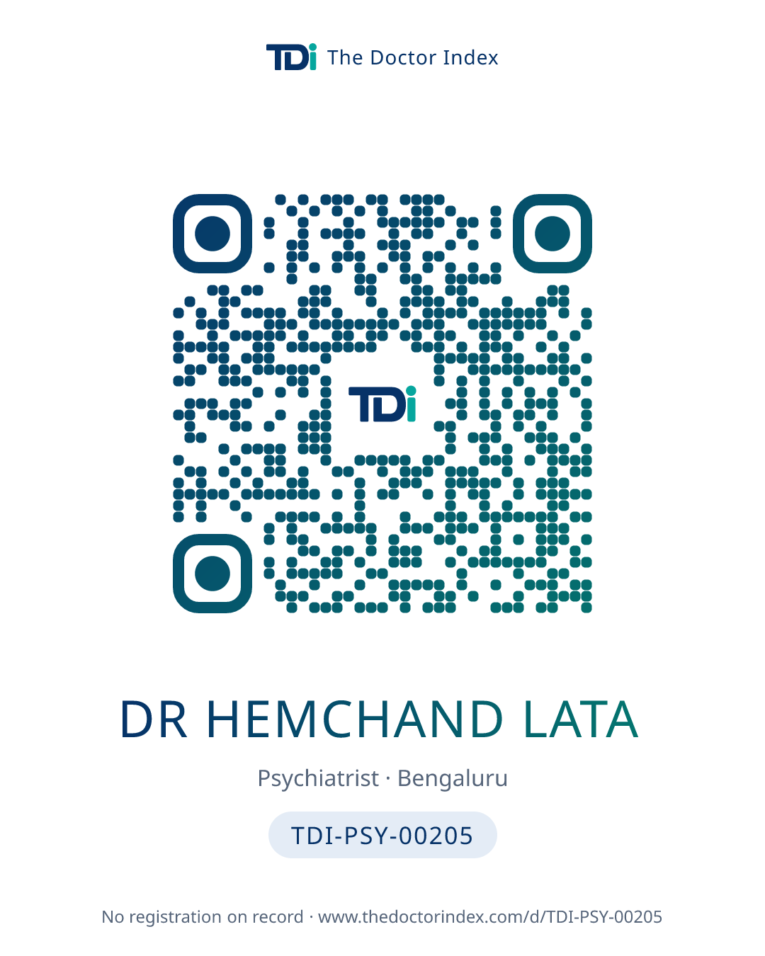 QR card for Dr Hemchand Lata, TDI-PSY-00205