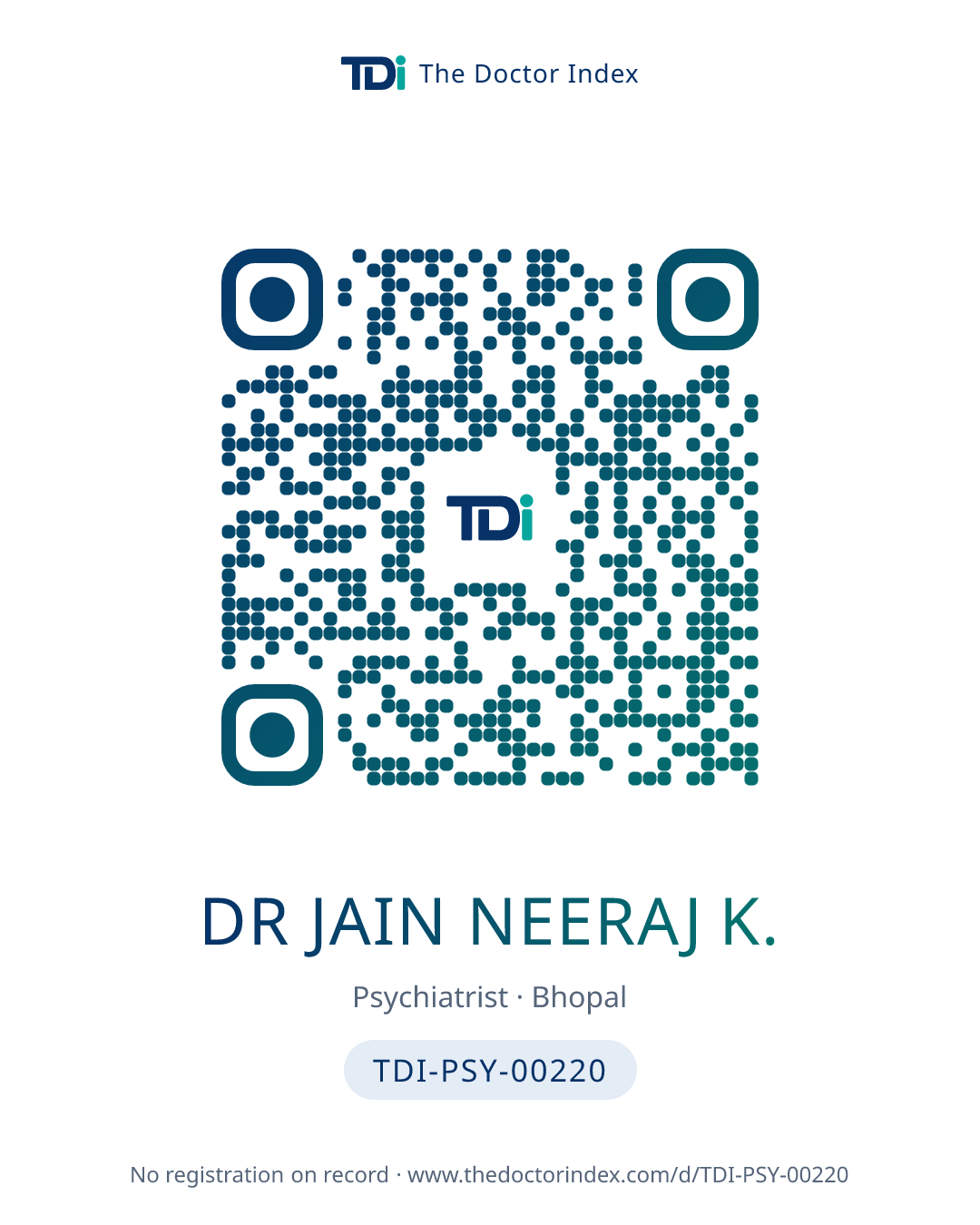 QR card for Dr Jain Neeraj K., TDI-PSY-00220
