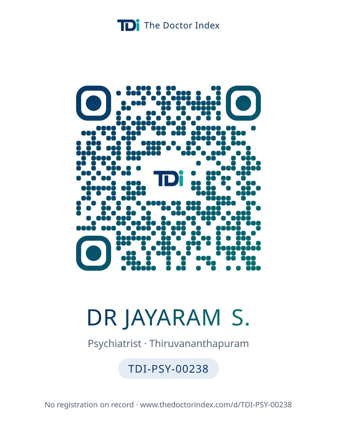 QR card for Dr Jayaram S., TDI-PSY-00238