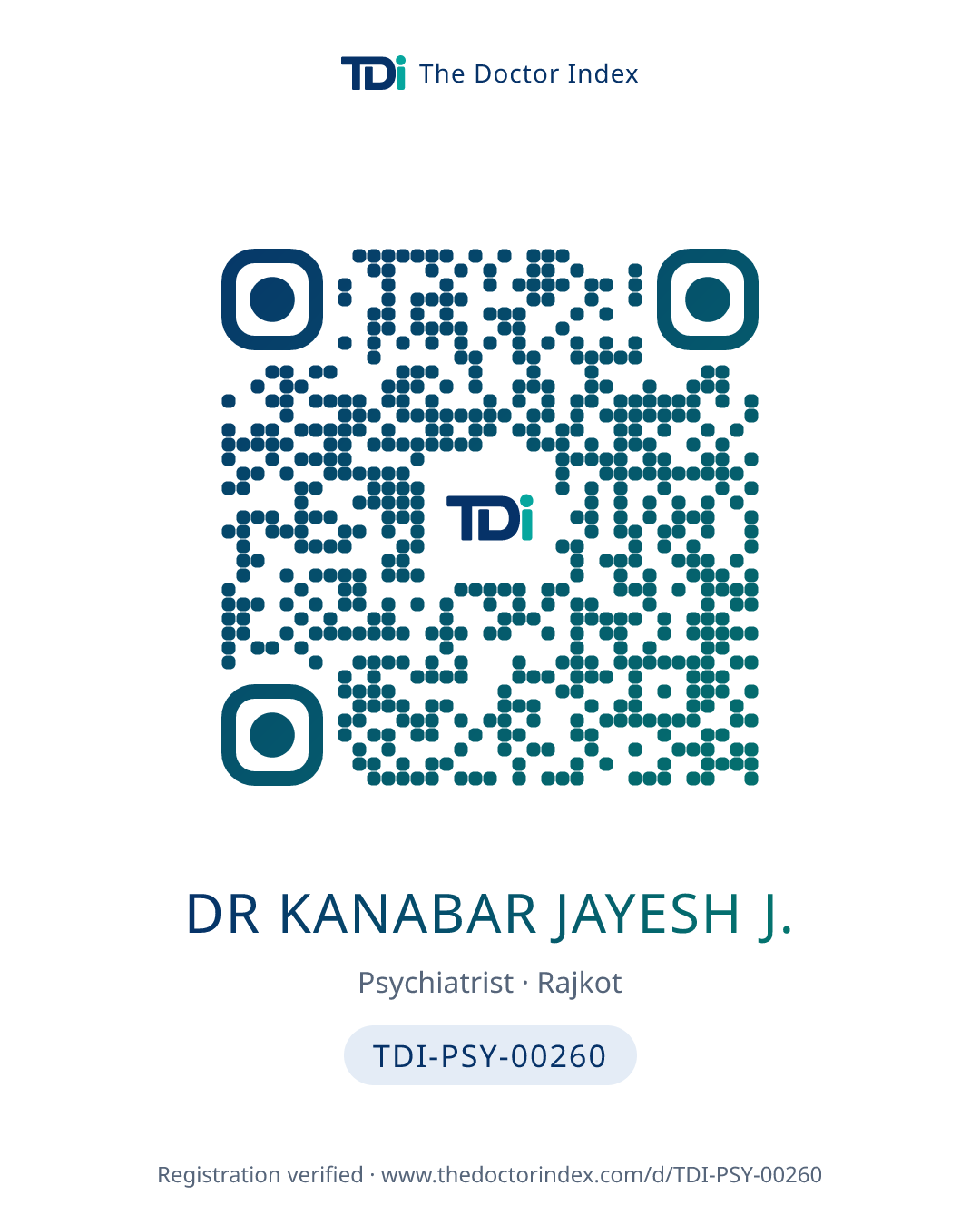 QR card for Dr Kanabar Jayesh J., TDI-PSY-00260