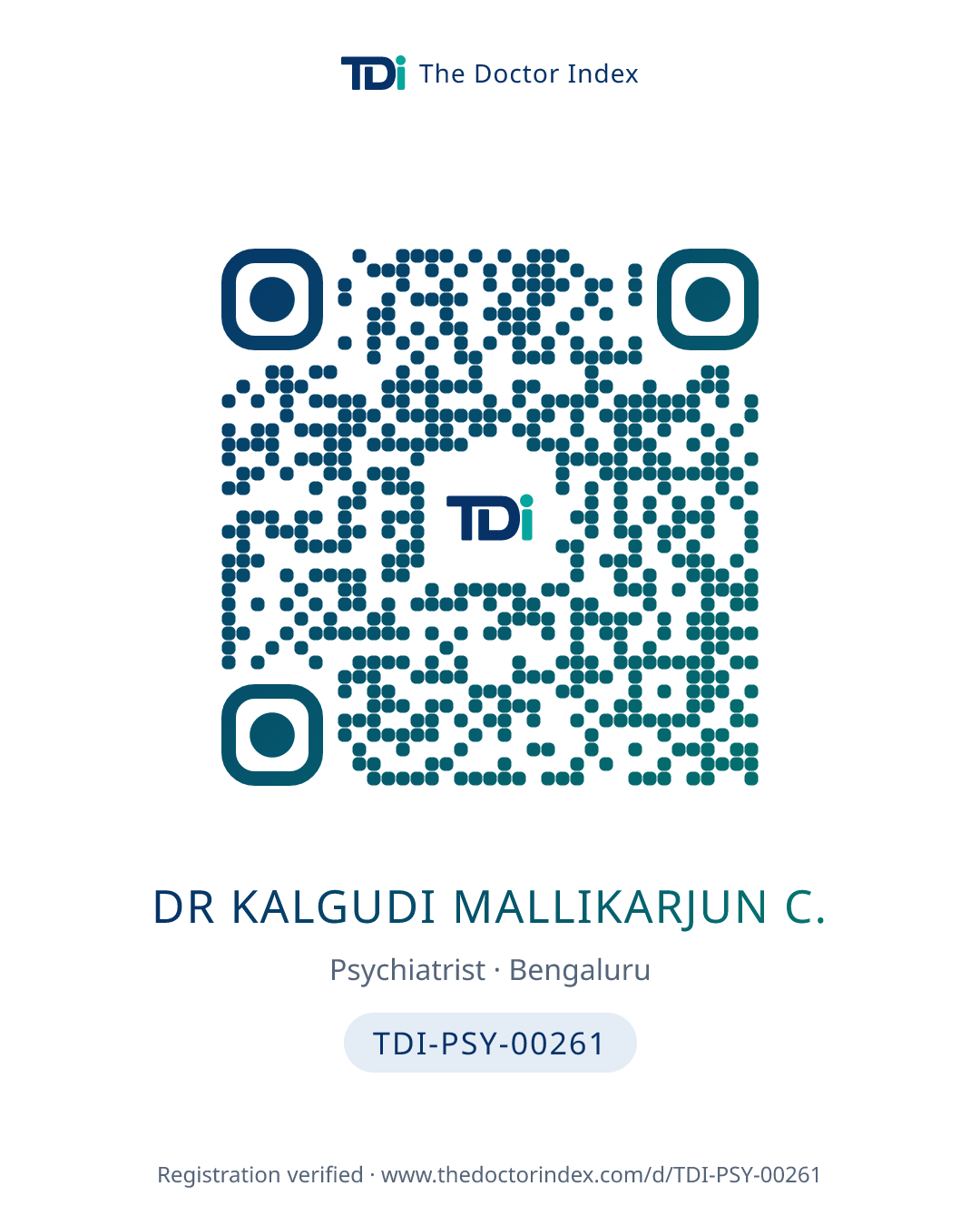 QR card for Dr Kalgudi Mallikarjun C., TDI-PSY-00261