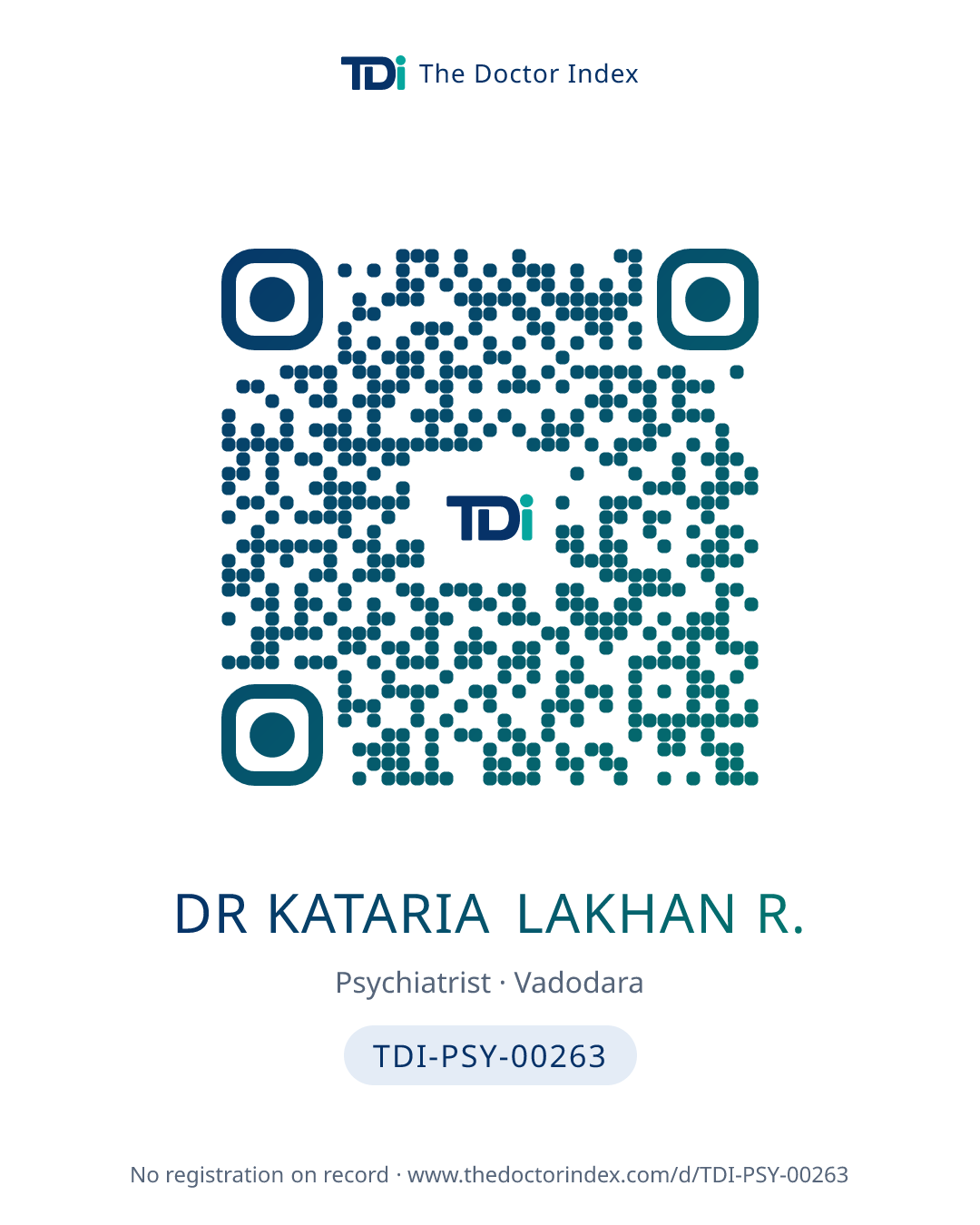 QR card for Dr Kataria Lakhan R., TDI-PSY-00263