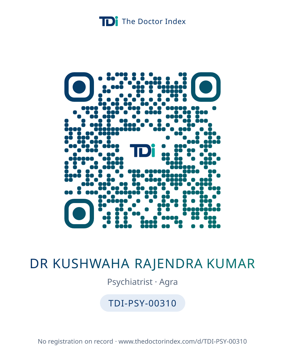 QR card for Dr Kushwaha Rajendra Kumar, TDI-PSY-00310