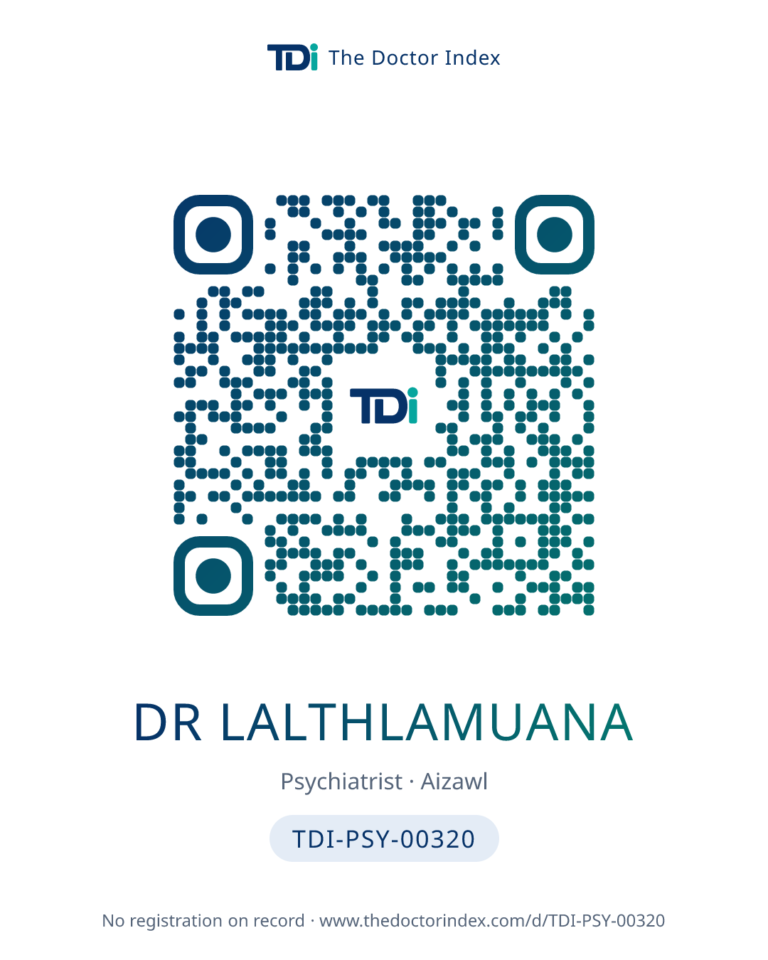 QR card for Dr Lalthlamuana, TDI-PSY-00320