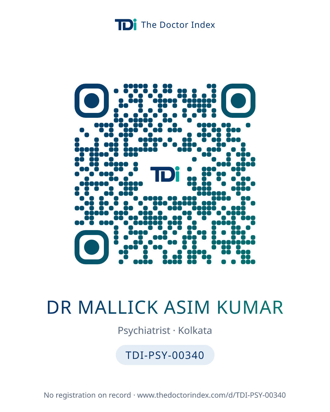 QR card for Dr Mallick Asim Kumar, TDI-PSY-00340