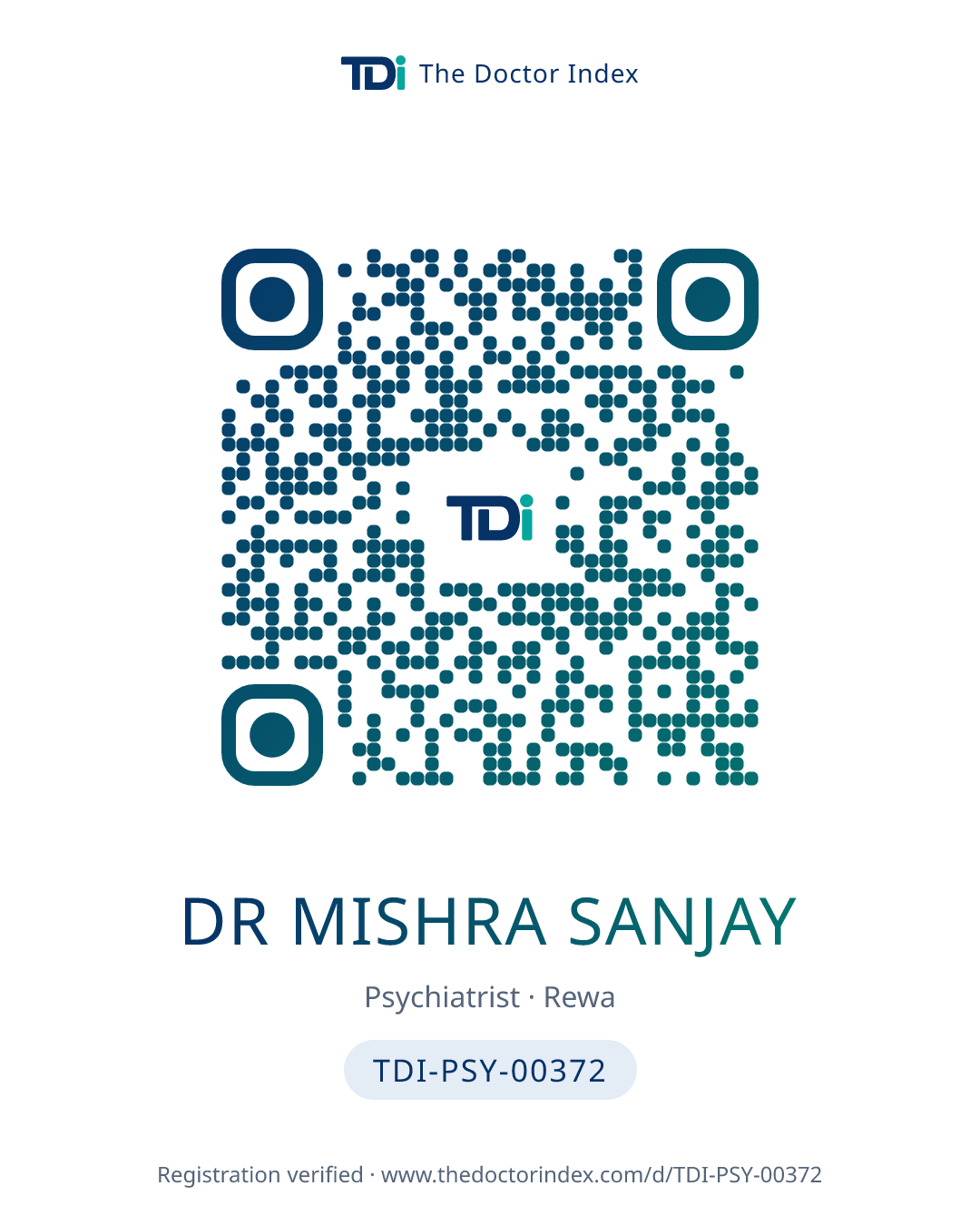 QR card for Dr Mishra Sanjay, TDI-PSY-00372