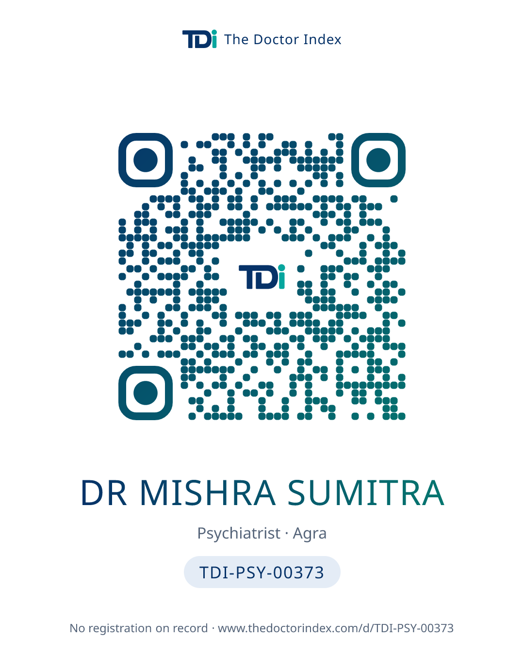 QR card for Dr Mishra Sumitra, TDI-PSY-00373