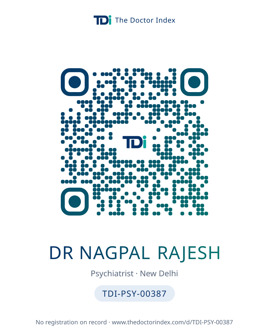 QR card for Dr Nagpal Rajesh, TDI-PSY-00387