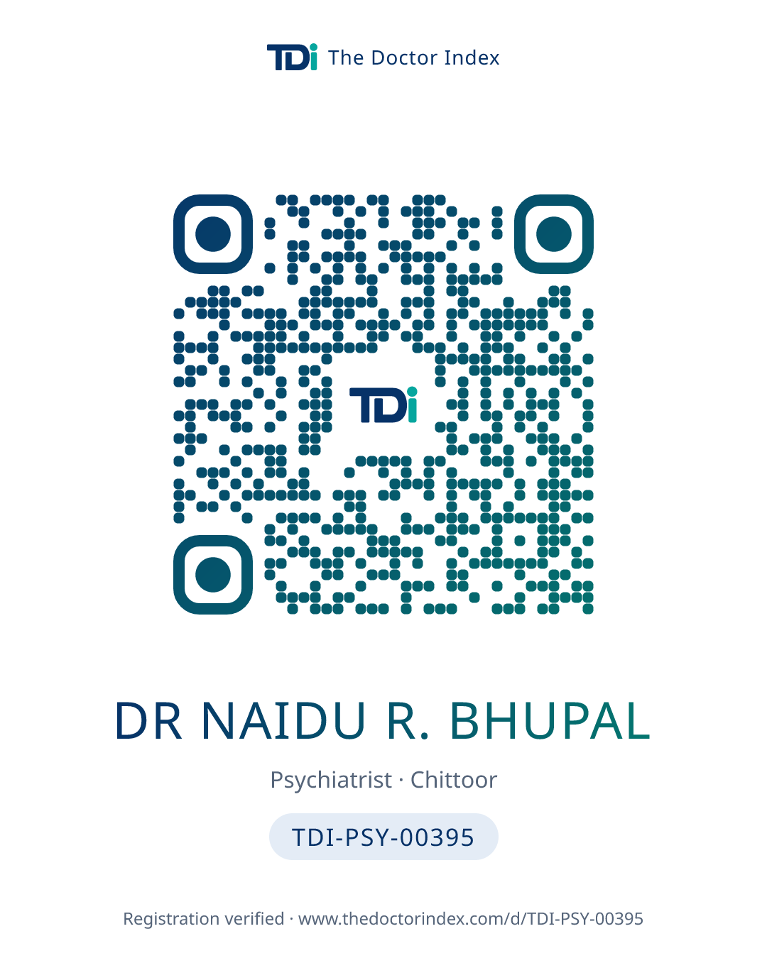 QR card for Dr Naidu R. Bhupal, TDI-PSY-00395