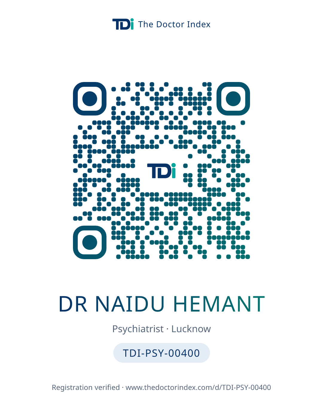 QR card for Dr Naidu Hemant, TDI-PSY-00400