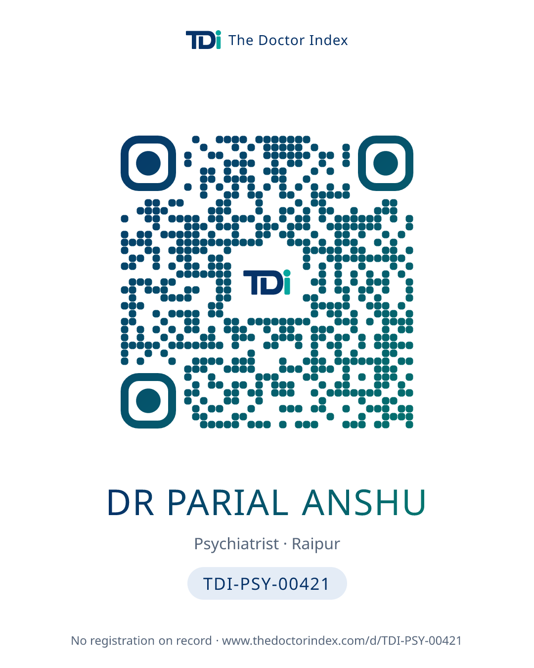 QR card for Dr Parial Anshu, TDI-PSY-00421