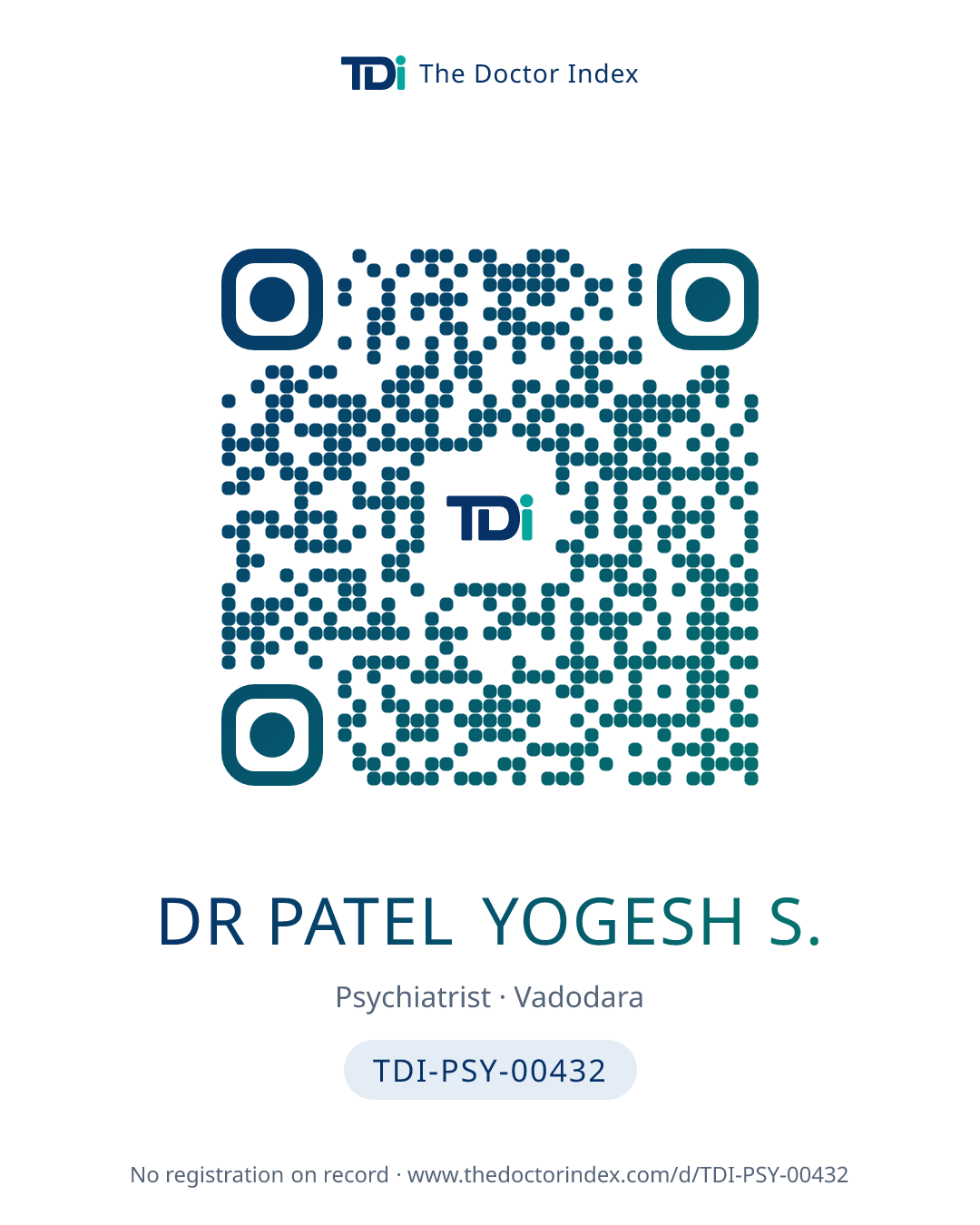 QR card for Dr Patel Yogesh S., TDI-PSY-00432