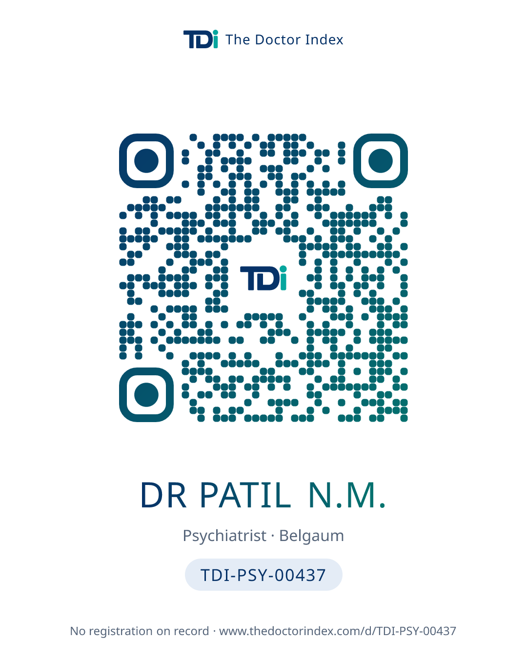 QR card for Dr Patil N.M., TDI-PSY-00437