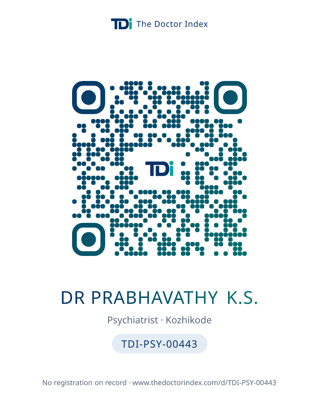 QR card for Dr Prabhavathy K.S., TDI-PSY-00443