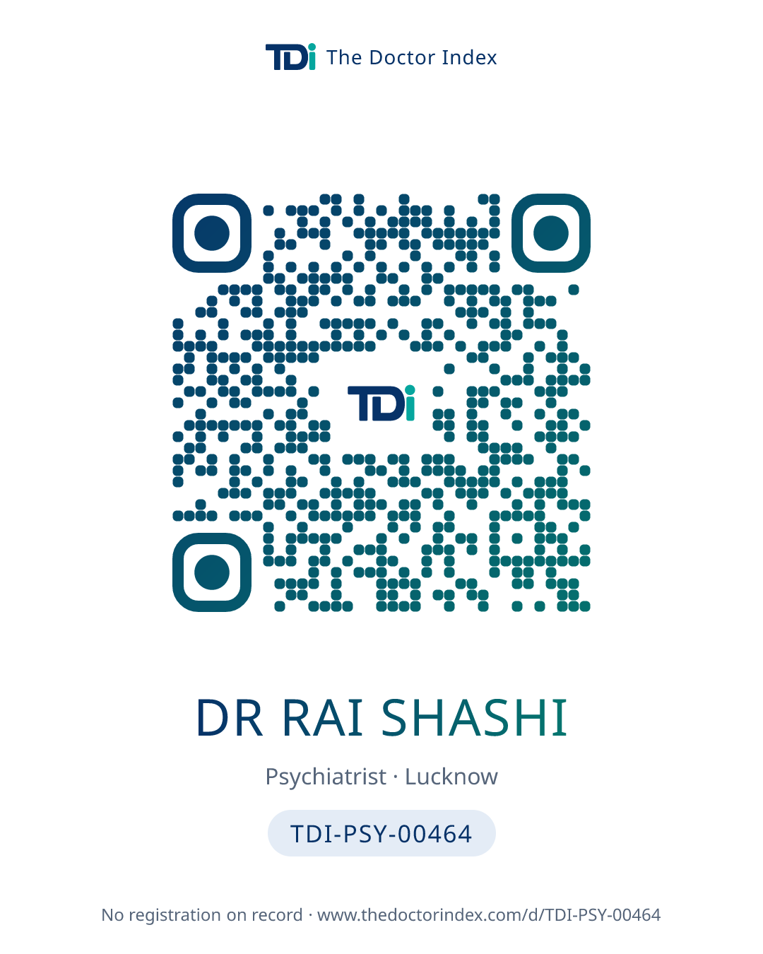 QR card for Dr Rai Shashi, TDI-PSY-00464
