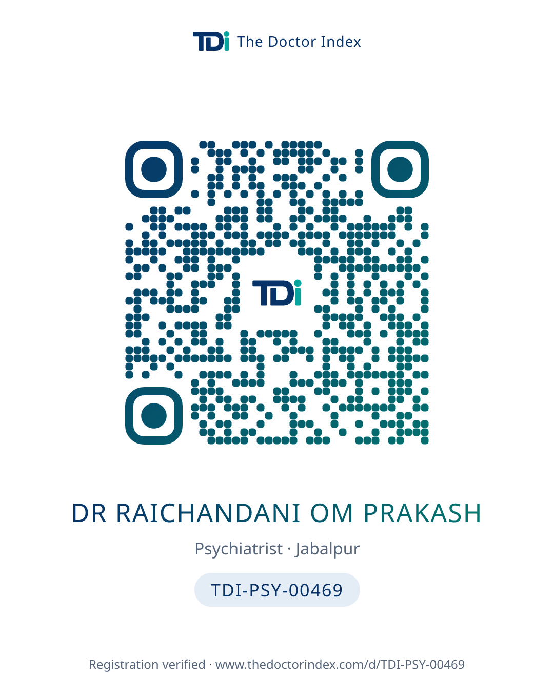 QR card for Dr Raichandani Om Prakash, TDI-PSY-00469