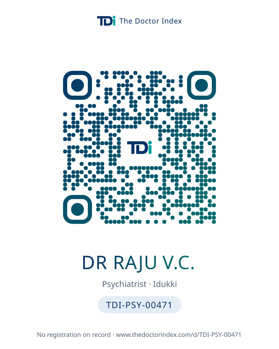 QR card for Dr Raju V.C., TDI-PSY-00471