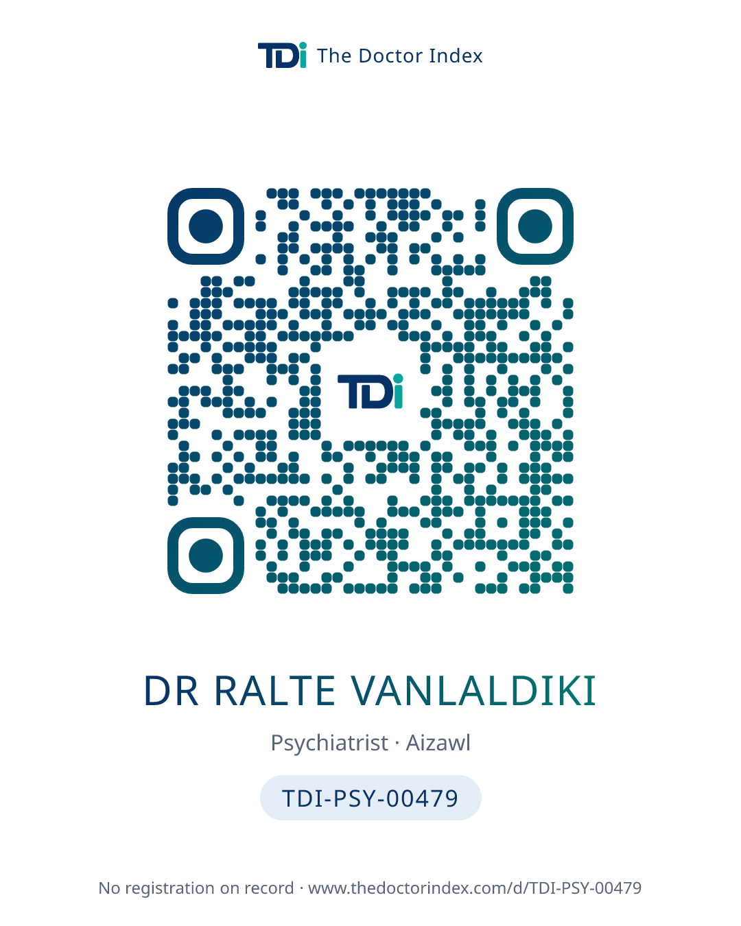 QR card for Dr Ralte Vanlaldiki, TDI-PSY-00479