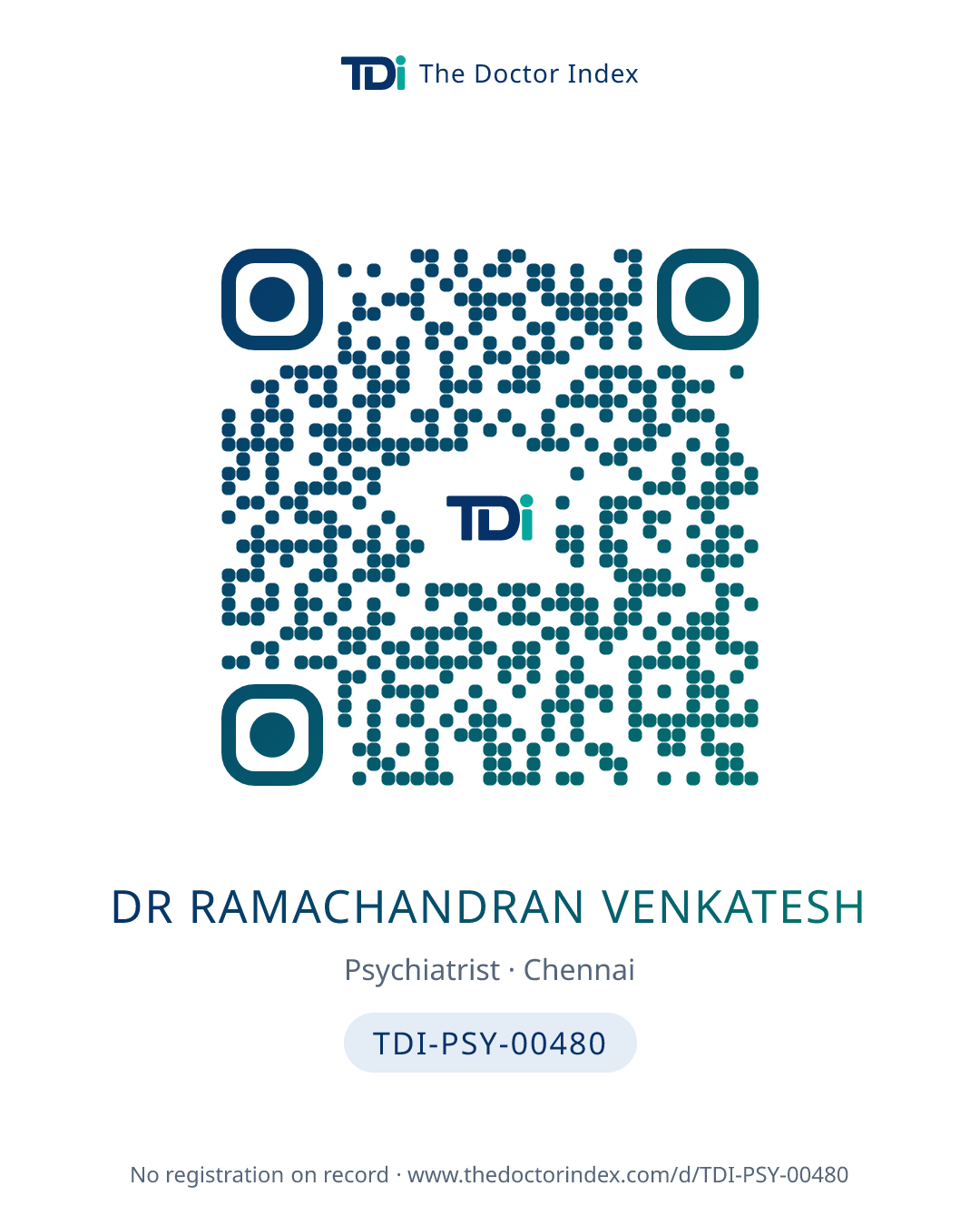 QR card for Dr Ramachandran Venkatesh, TDI-PSY-00480