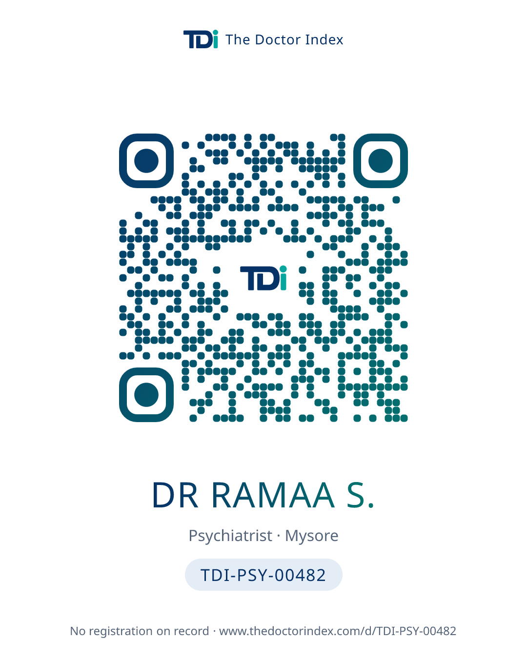 QR card for Dr Ramaa S., TDI-PSY-00482