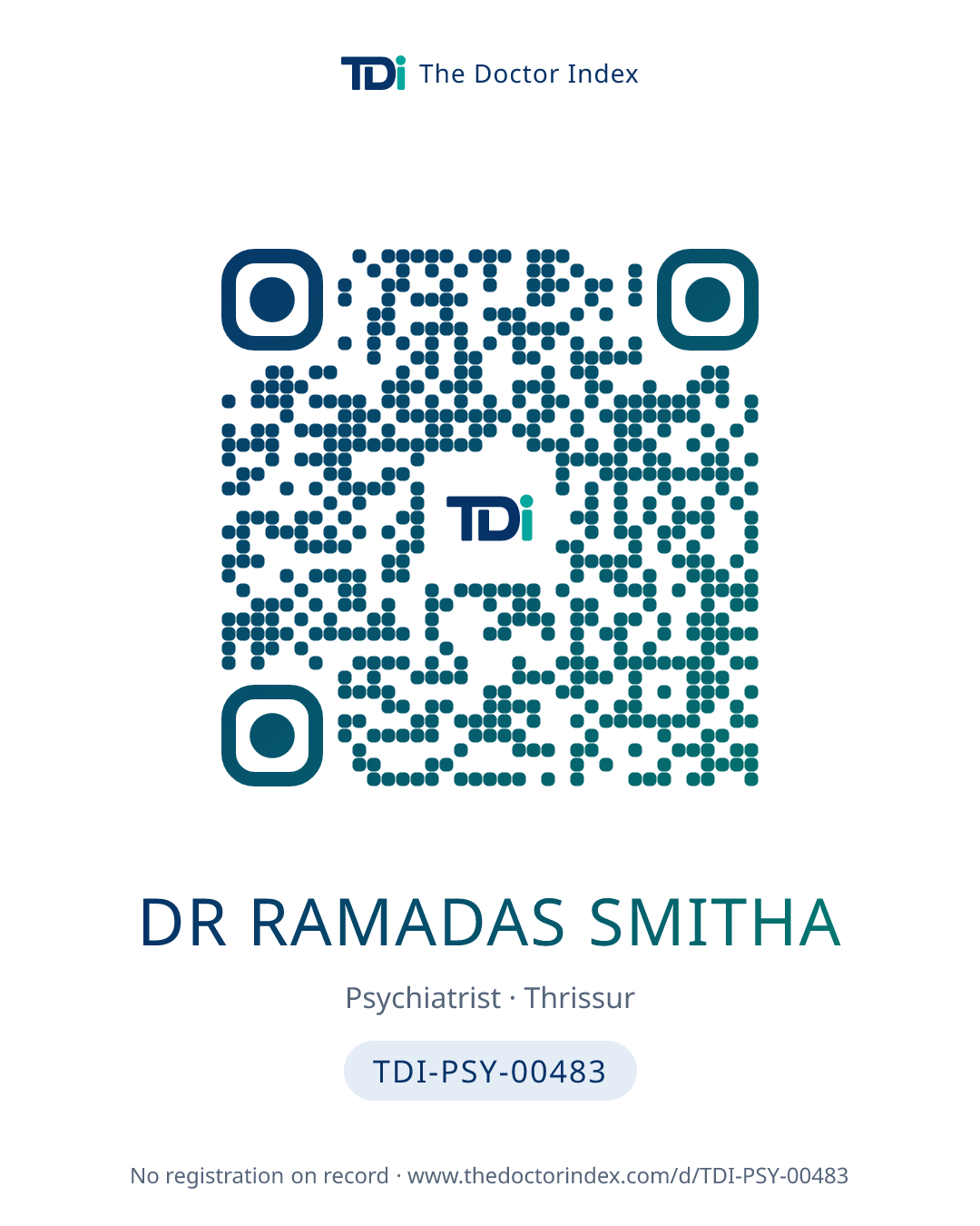 QR card for Dr Ramadas Smitha, TDI-PSY-00483