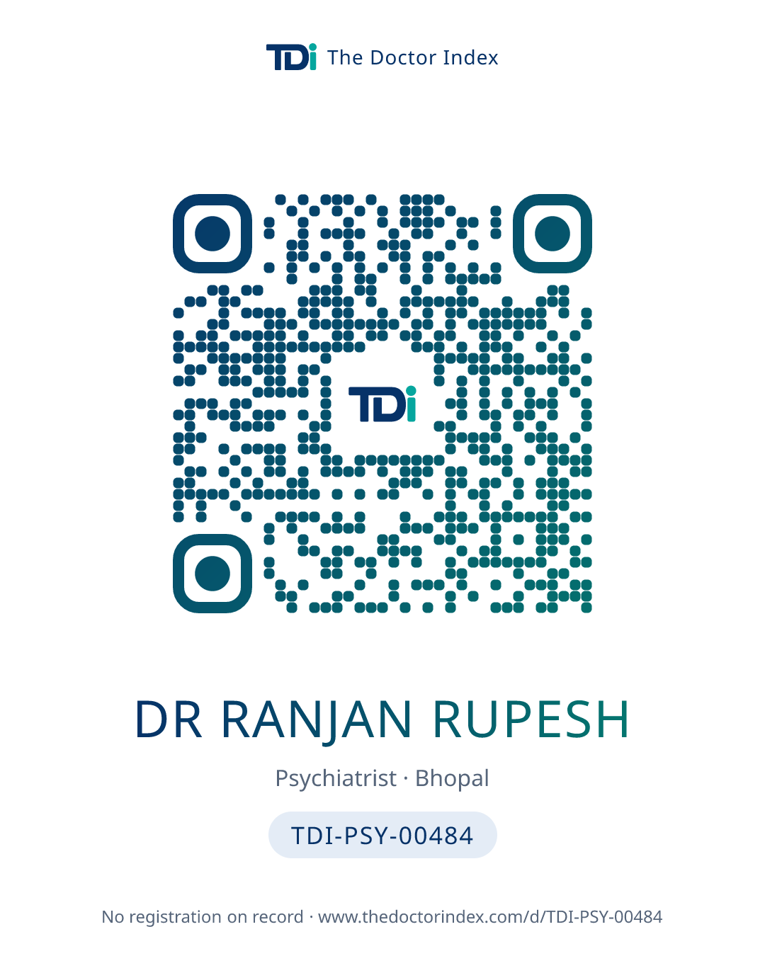 QR card for Dr Ranjan Rupesh, TDI-PSY-00484