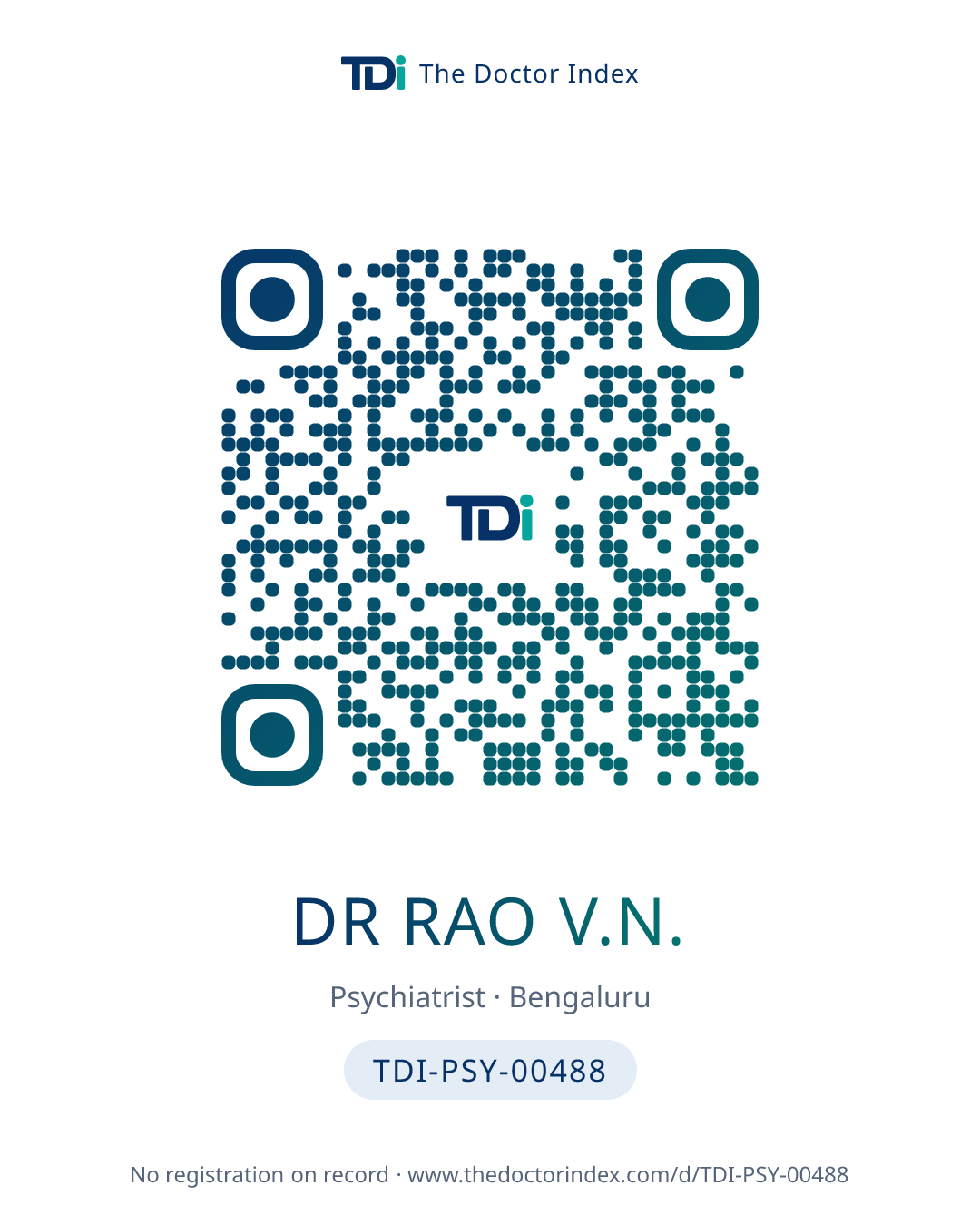 QR card for Dr Rao V.N., TDI-PSY-00488