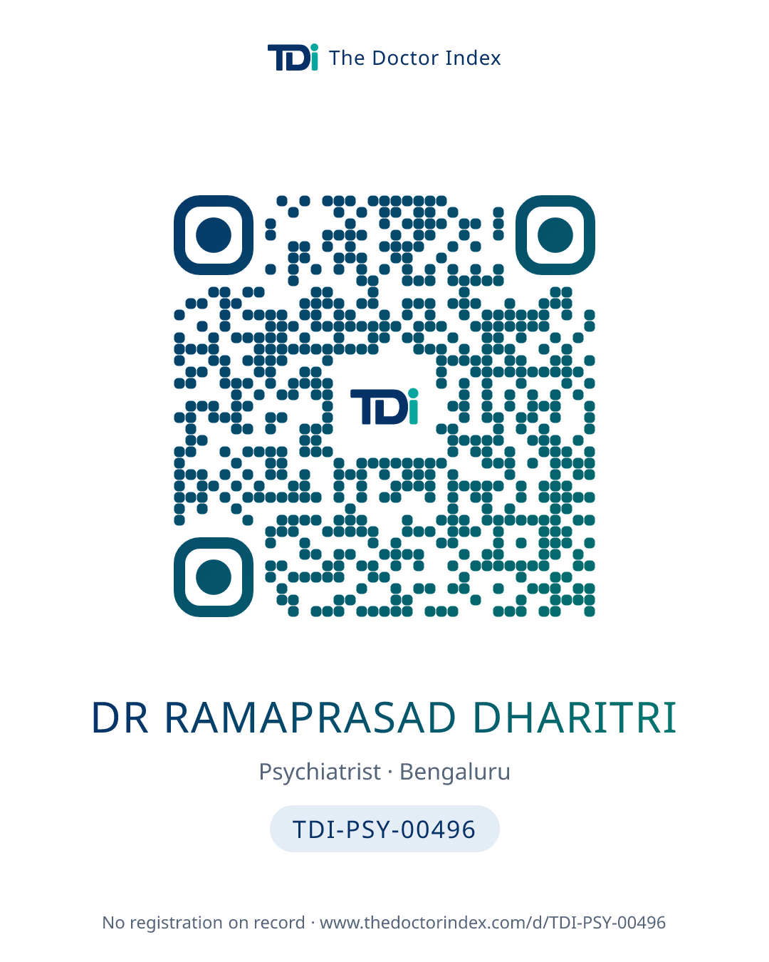 QR card for Dr Ramaprasad Dharitri, TDI-PSY-00496