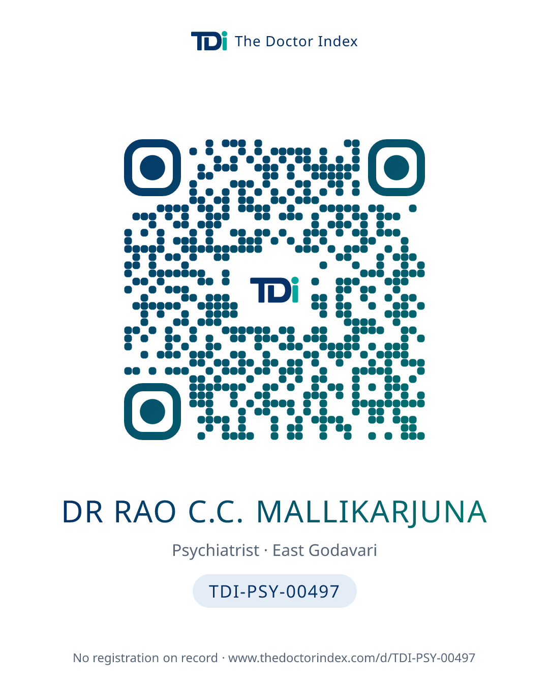 QR card for Dr Rao C.C. Mallikarjuna, TDI-PSY-00497