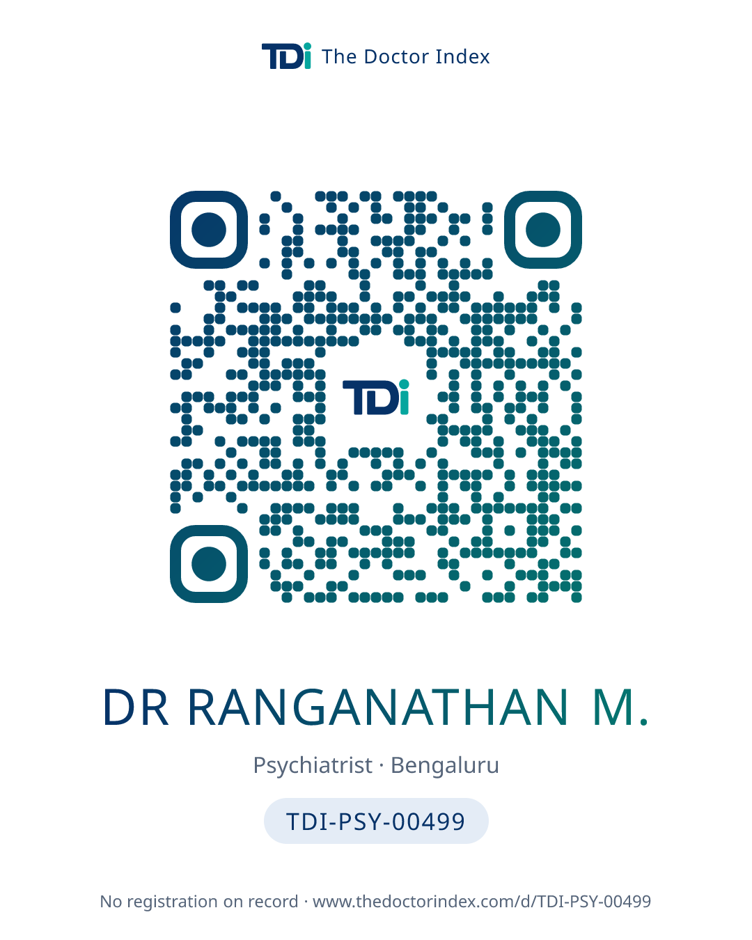 QR card for Dr Ranganathan M., TDI-PSY-00499