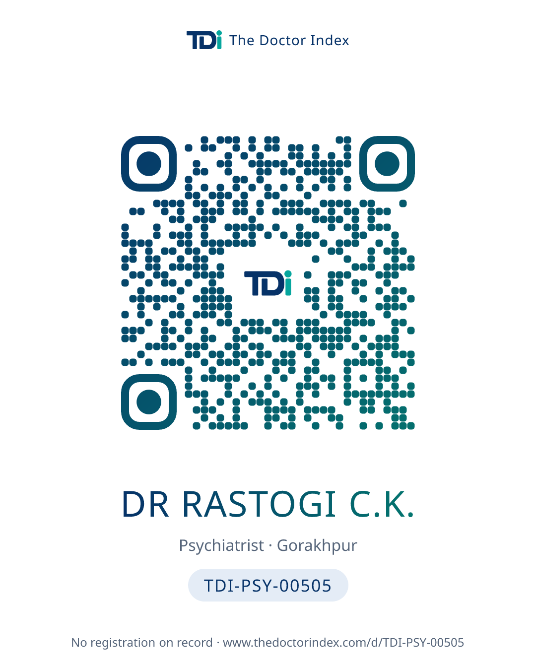 QR card for Dr Rastogi C.K., TDI-PSY-00505