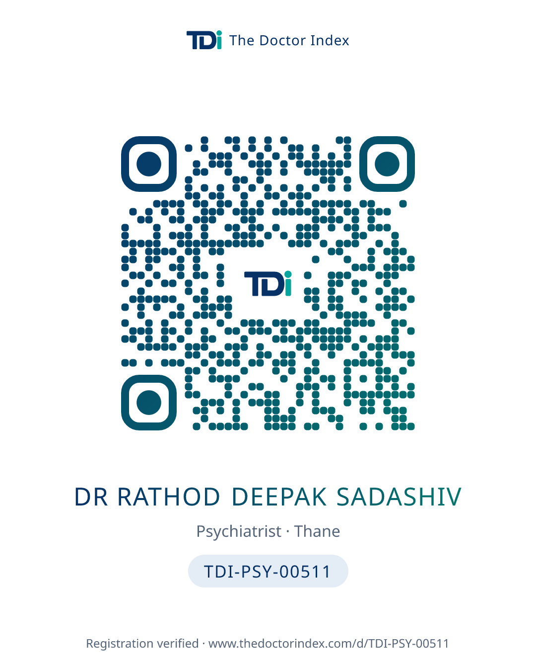 QR card for Dr Rathod Deepak Sadashiv, TDI-PSY-00511