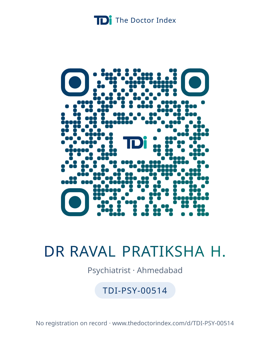 QR card for Dr Raval Pratiksha H., TDI-PSY-00514