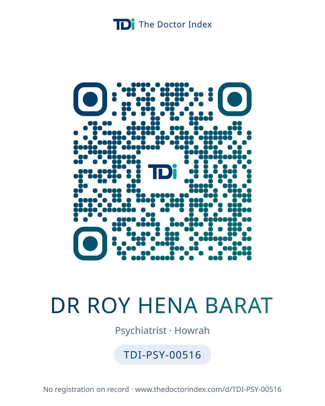 QR card for Dr Roy Hena Barat, TDI-PSY-00516