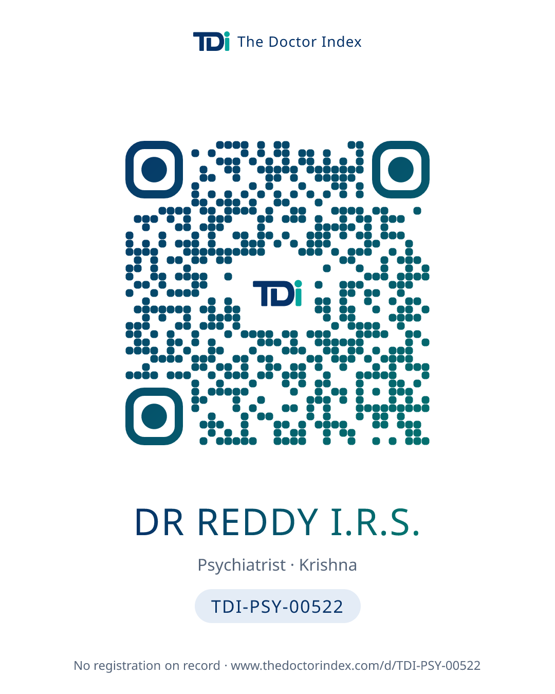 QR card for Dr Reddy I.R.S., TDI-PSY-00522