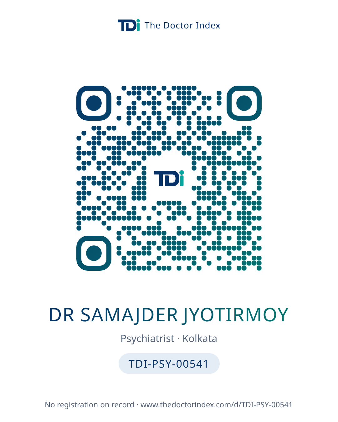 QR card for Dr Samajder Jyotirmoy, TDI-PSY-00541