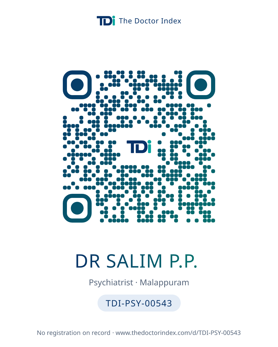 QR card for Dr Salim P.P., TDI-PSY-00543