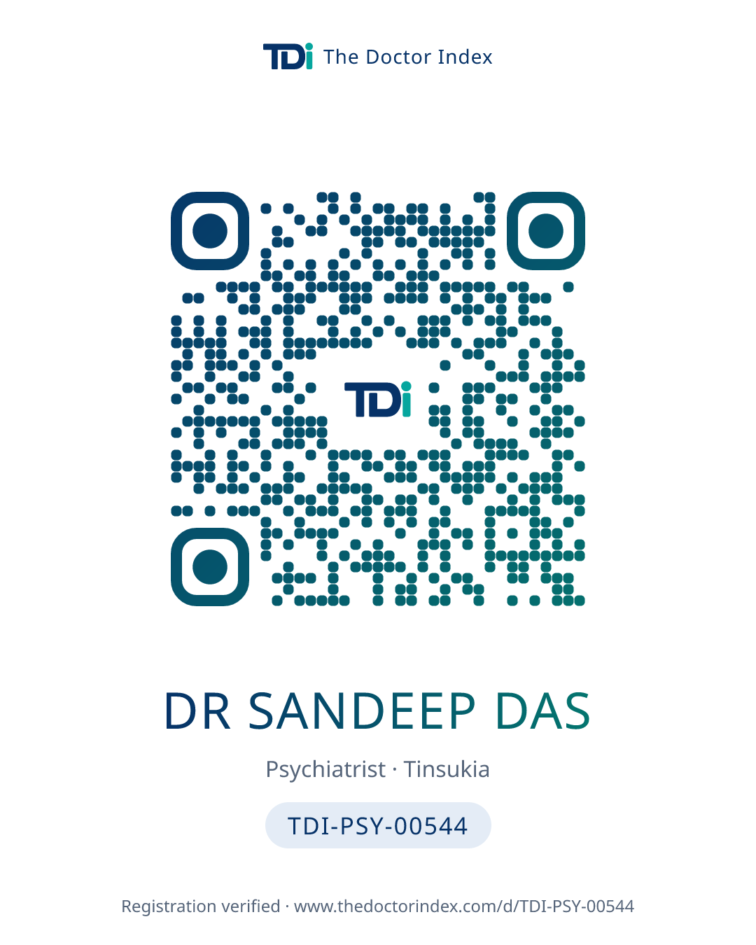 QR card for Dr Sandeep Das, TDI-PSY-00544