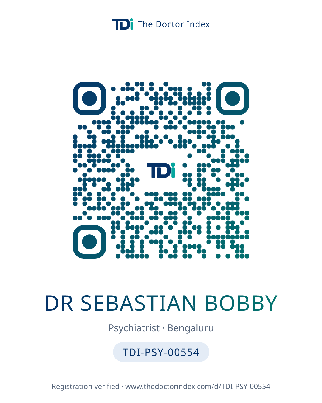 QR card for Dr Sebastian Bobby, TDI-PSY-00554