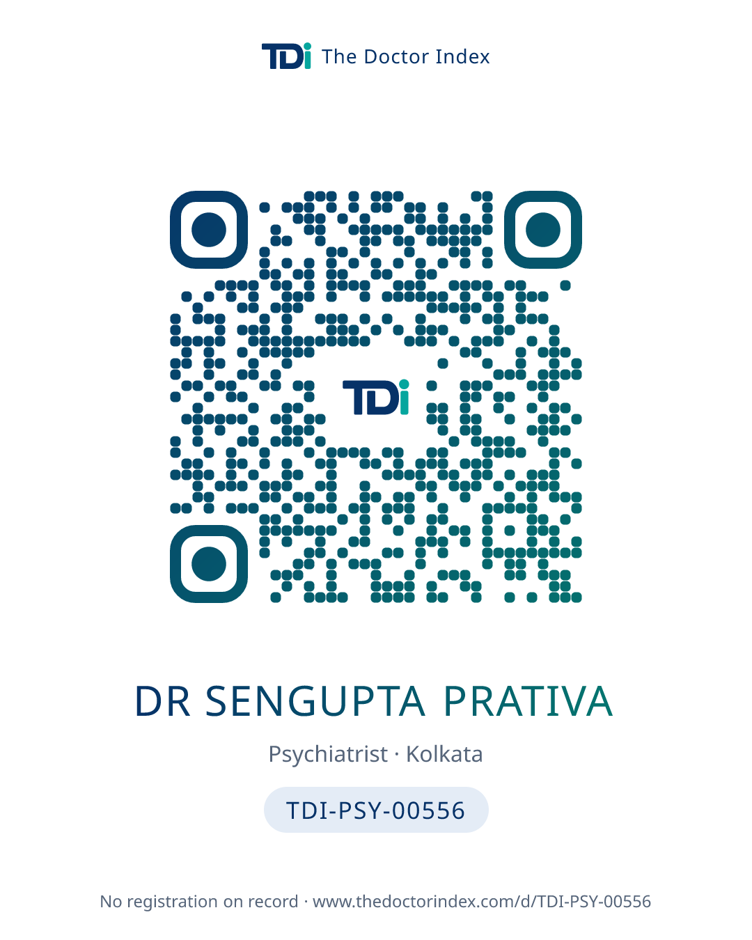QR card for Dr Sengupta Prativa, TDI-PSY-00556