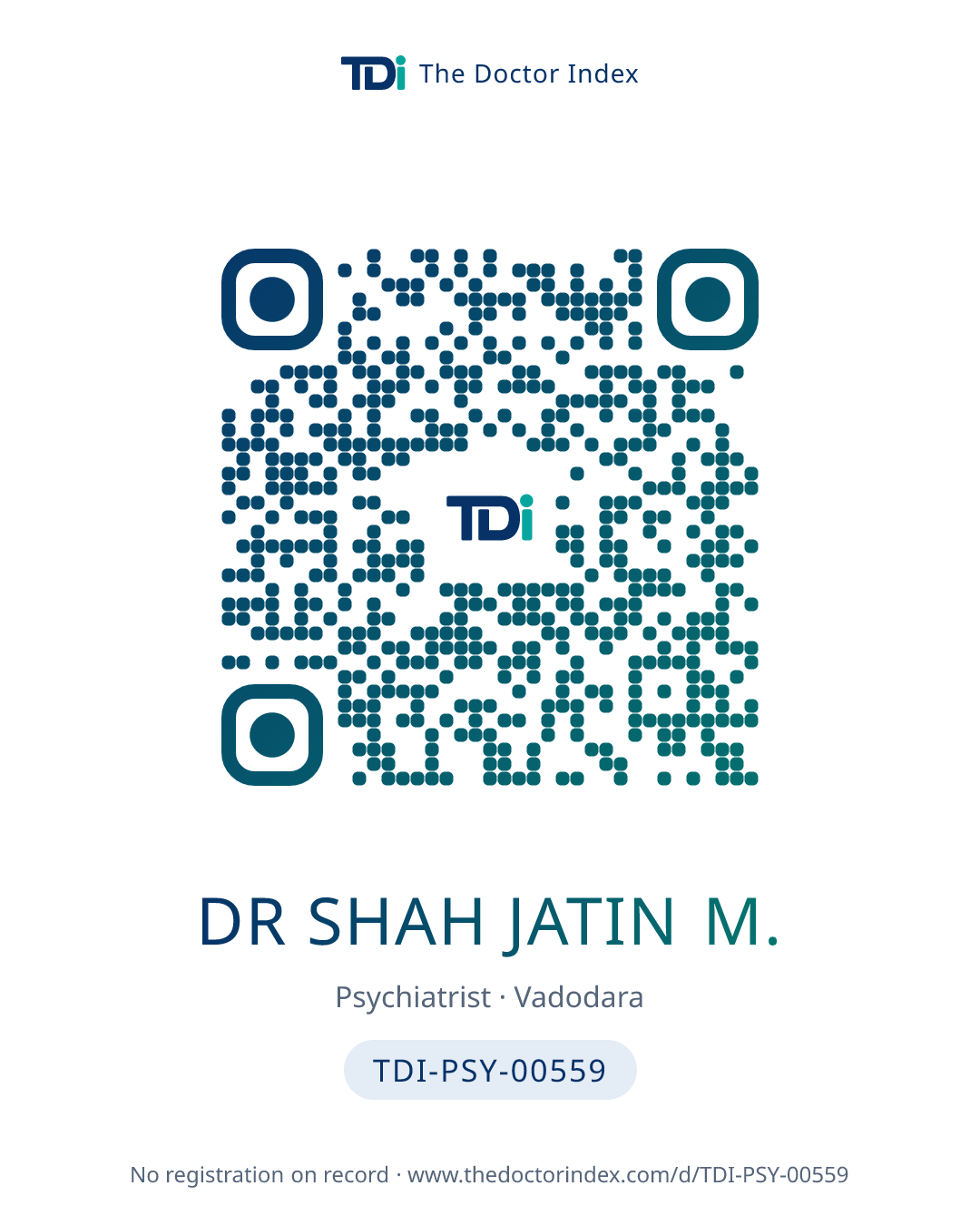 QR card for Dr Shah Jatin M., TDI-PSY-00559